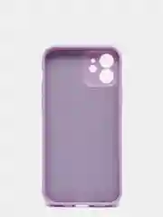 Лавандовый чехол силиконовый для iPhone 12 матовый с защитой камер, закрытым низом и бархатом внутри