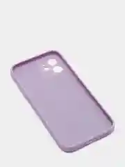 Лавандовый чехол силиконовый для iPhone 12 матовый с защитой камер, закрытым низом и бархатом внутри