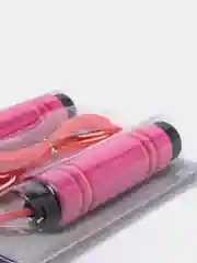 Розовый скакалка с неопреновыми ручками, регулируемая