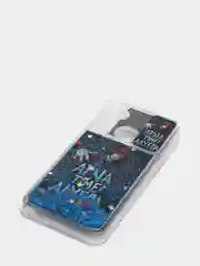 Темно-синий чехол Realme C3 / 5 / 6i силиконовый переливающийся жидкий с блестками и защитой камеры
