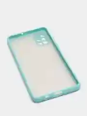 Бирюзовый чехол Samsung Galaxy A51 полупрозрачный пластиковый матовый с цветными кнопками