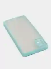 Бирюзовый чехол Samsung Galaxy A51 полупрозрачный пластиковый матовый с цветными кнопками