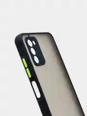 Темно-синий чехол Samsung Galaxy A03s (Самсунг Галакси А03с) пластиковый матовый с цветными кнопками
