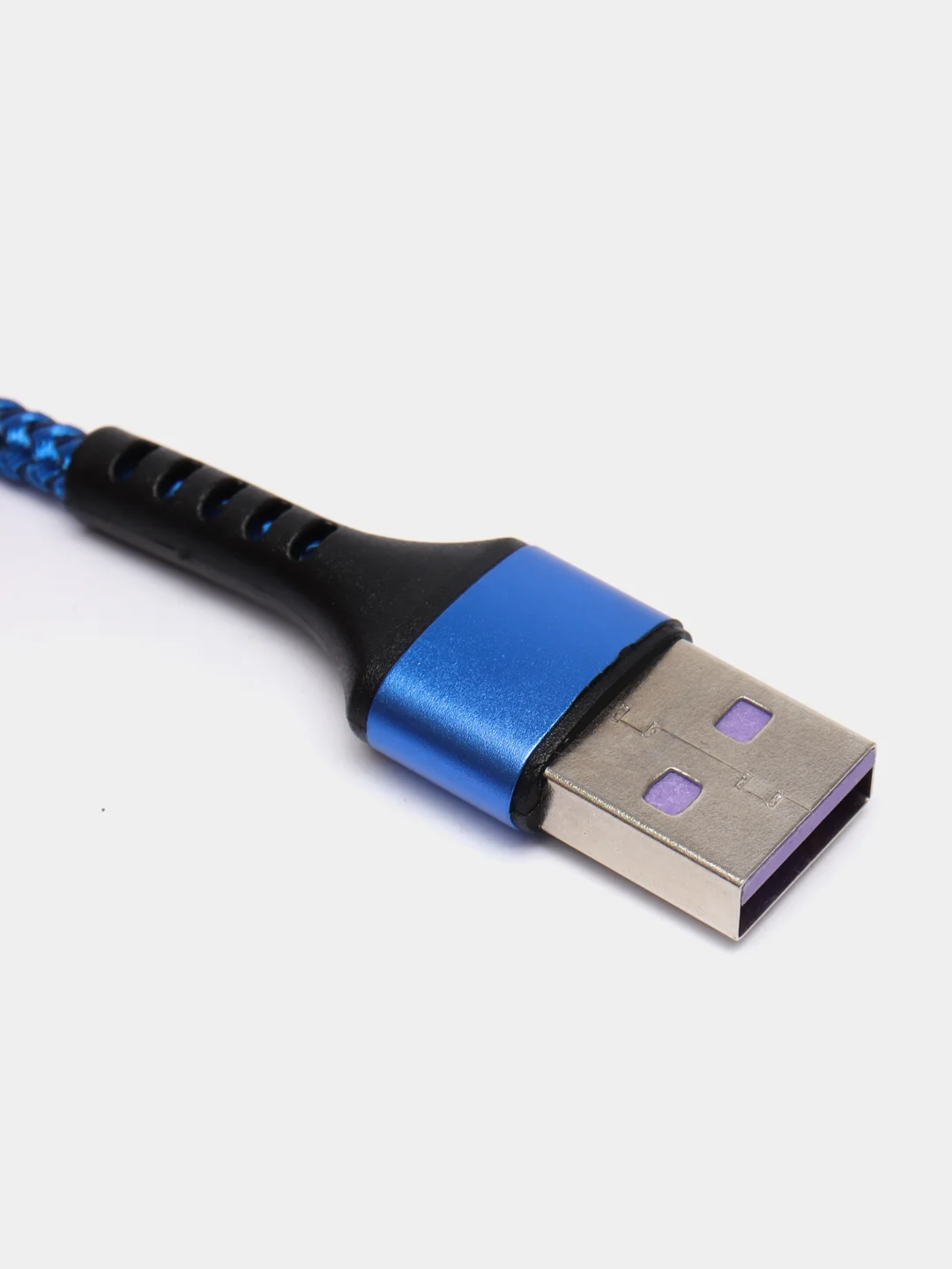 Синий кабель Micro USB, Type-C, Lightning - Iphone (быстрая зарядка андроид) тканевый нейлоновый