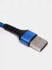 Синий кабель Micro USB, Type-C, Lightning - Iphone (быстрая зарядка андроид) тканевый нейлоновый