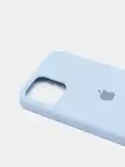 Голубой чехол для iPhone 12 / 12 Pro (6.1") Silicone Case закрытый низ с логотипом