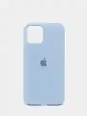 Голубой чехол для iPhone 12 / 12 Pro (6.1") Silicone Case закрытый низ с логотипом