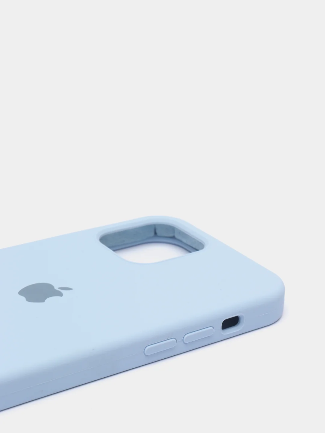 Голубой чехол для iPhone 12 / 12 Pro (6.1") Silicone Case закрытый низ с логотипом