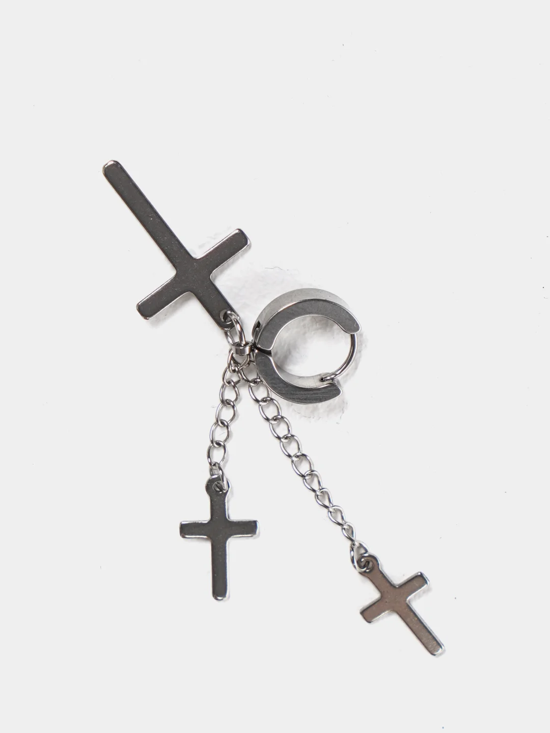 Серебряный серьга с 3 крестами, 1 штука, 2 цвета
