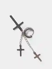 Серебряный серьга с 3 крестами, 1 штука, 2 цвета