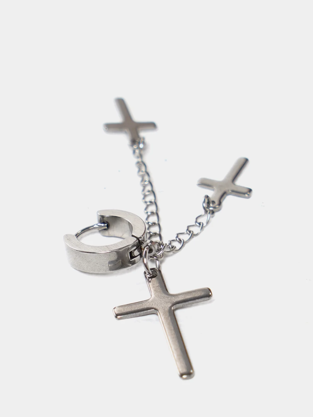 Серебряный серьга с 3 крестами, 1 штука, 2 цвета