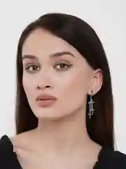 Серебряный серьга с 3 крестами, 1 штука, 2 цвета