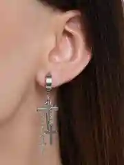 Серебряный серьга с 3 крестами, 1 штука, 2 цвета