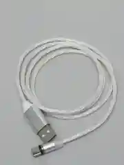 Белый кабель магнитный, светящийся 2.1А+магнитный коннектор (micro usb, Apple lightning, type c)