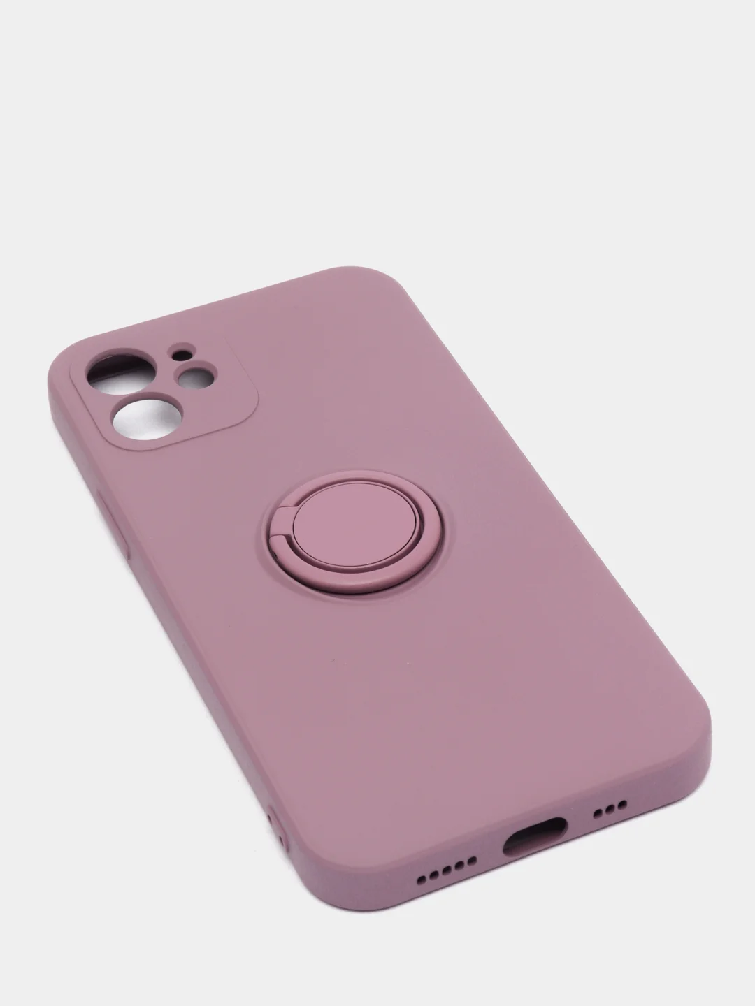 Фиолетовый чехол силиконовый с кольцом для iPhone 11, 12, 12 Pro Max, 13, 13 mini айфон про макс