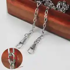 Цепочка для сумки, с карабинами, 5 х 7 мм, 120 см, цвет серебряный
