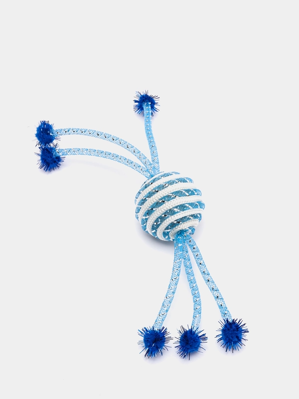 Игрушка Мяч шуршащий с шестью хвостиками синий, 19 см