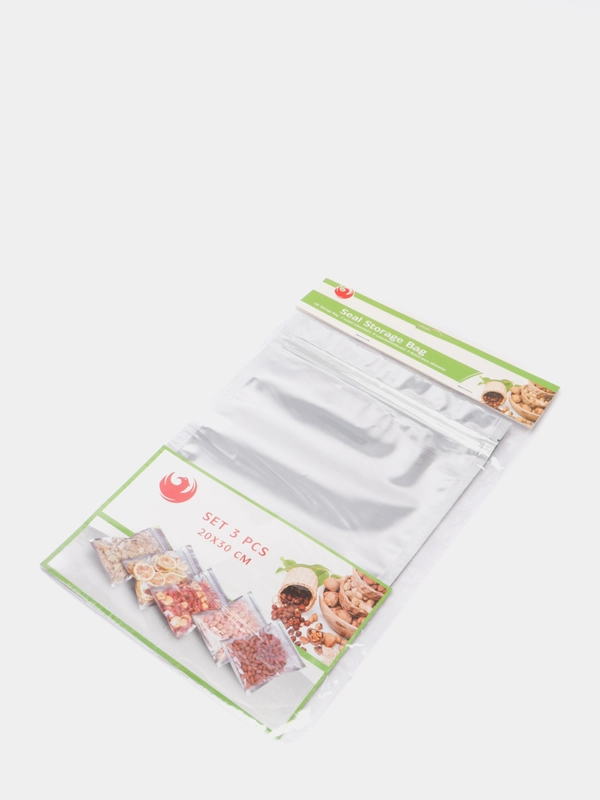 Пакет дой-пак фольгированный с прозрачной стороной для продуктов 20*30 см, набор 3 шт