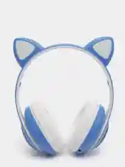 Бирюзовый беспроводные детские Bluetooth наушники "Cat STN 28", на русском языке, с кошачьими ушками