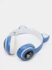 Бирюзовый беспроводные детские Bluetooth наушники "Cat STN 28", на русском языке, с кошачьими ушками