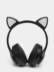 Черный беспроводные детские Bluetooth наушники "Cat STN 28", на русском языке, с кошачьими ушками