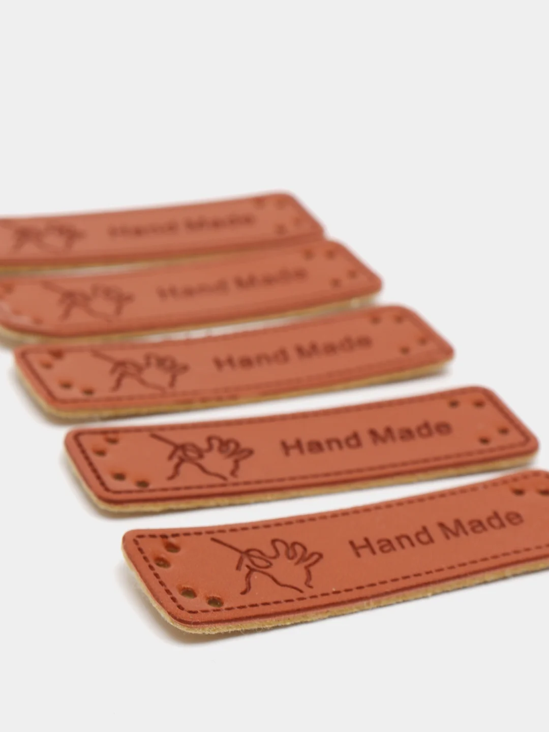 Розовый бирки "Hand made", 5 штук, экокожа