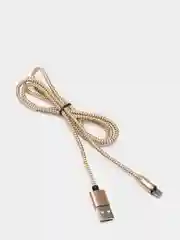 Золотой магнитный кабель, разъёмы MicroUSB, Type-C, Lightning для Андроид, iPhone с подсветкой