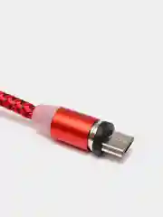 Красный магнитный кабель, разъёмы MicroUSB, Type-C, Lightning для Андроид, iPhone с подсветкой
