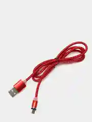 Красный магнитный кабель, разъёмы MicroUSB, Type-C, Lightning для Андроид, iPhone с подсветкой