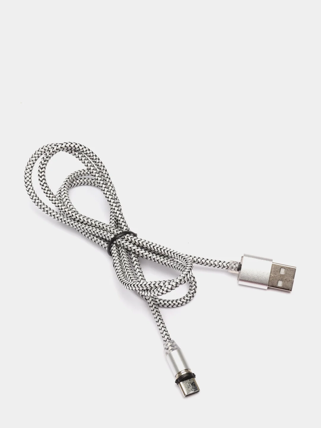 Серый магнитный кабель, разъёмы MicroUSB, Type-C, Lightning для Андроид, iPhone с подсветкой