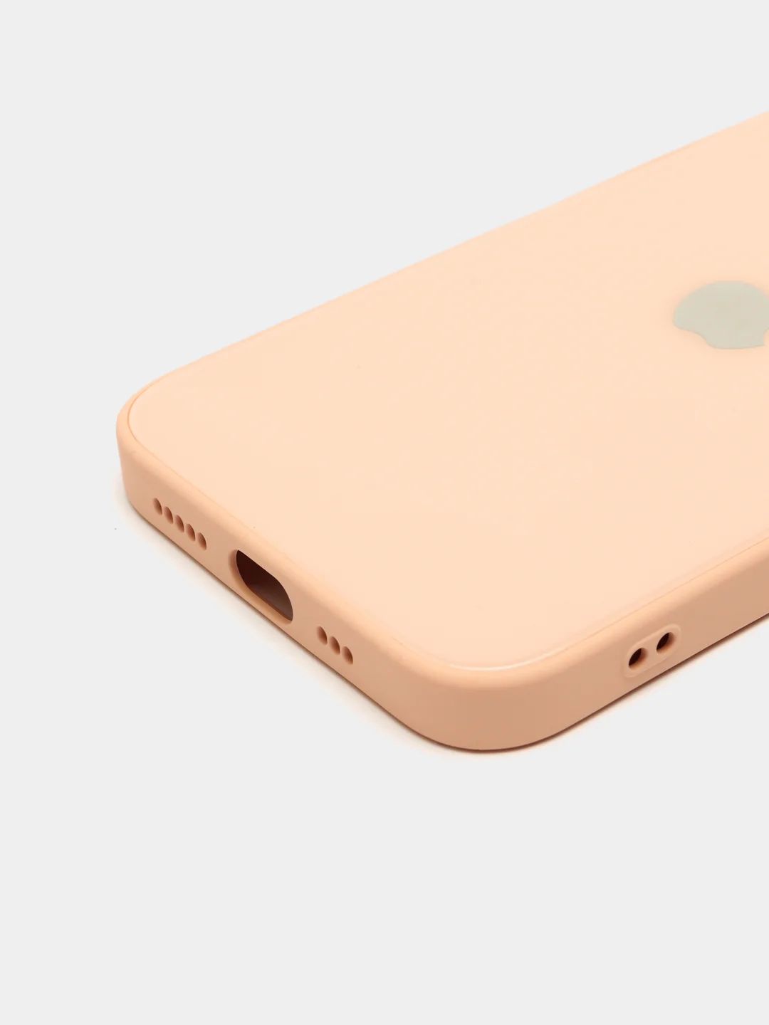 Кремовый чехол силиконовый со стеклянной панелью для iPhone 13