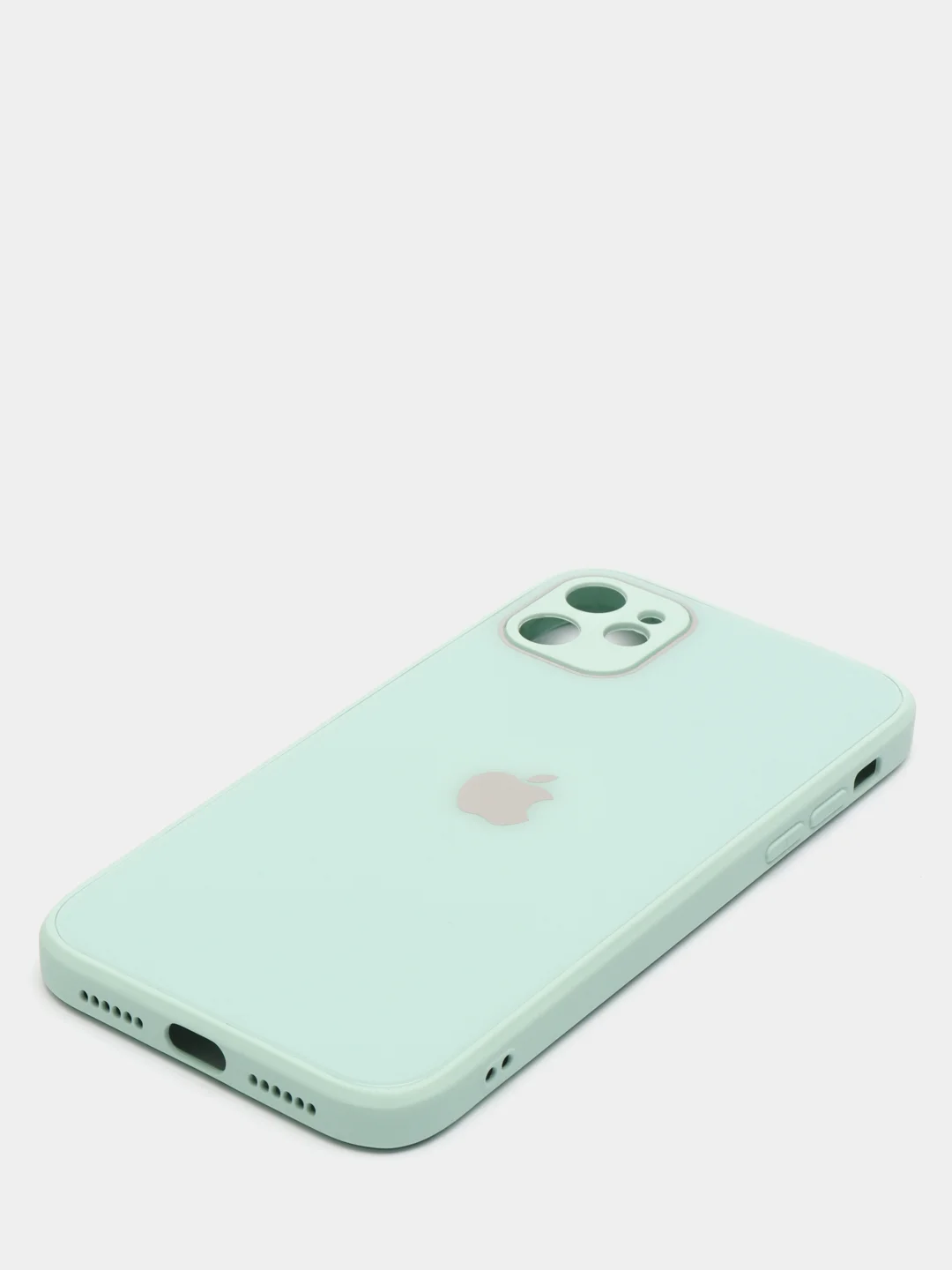 Лайм чехол для iPhone Xr/ 11/ 12/ mini/ Pro/ ProMax, силиконовый со стеклянной панелью