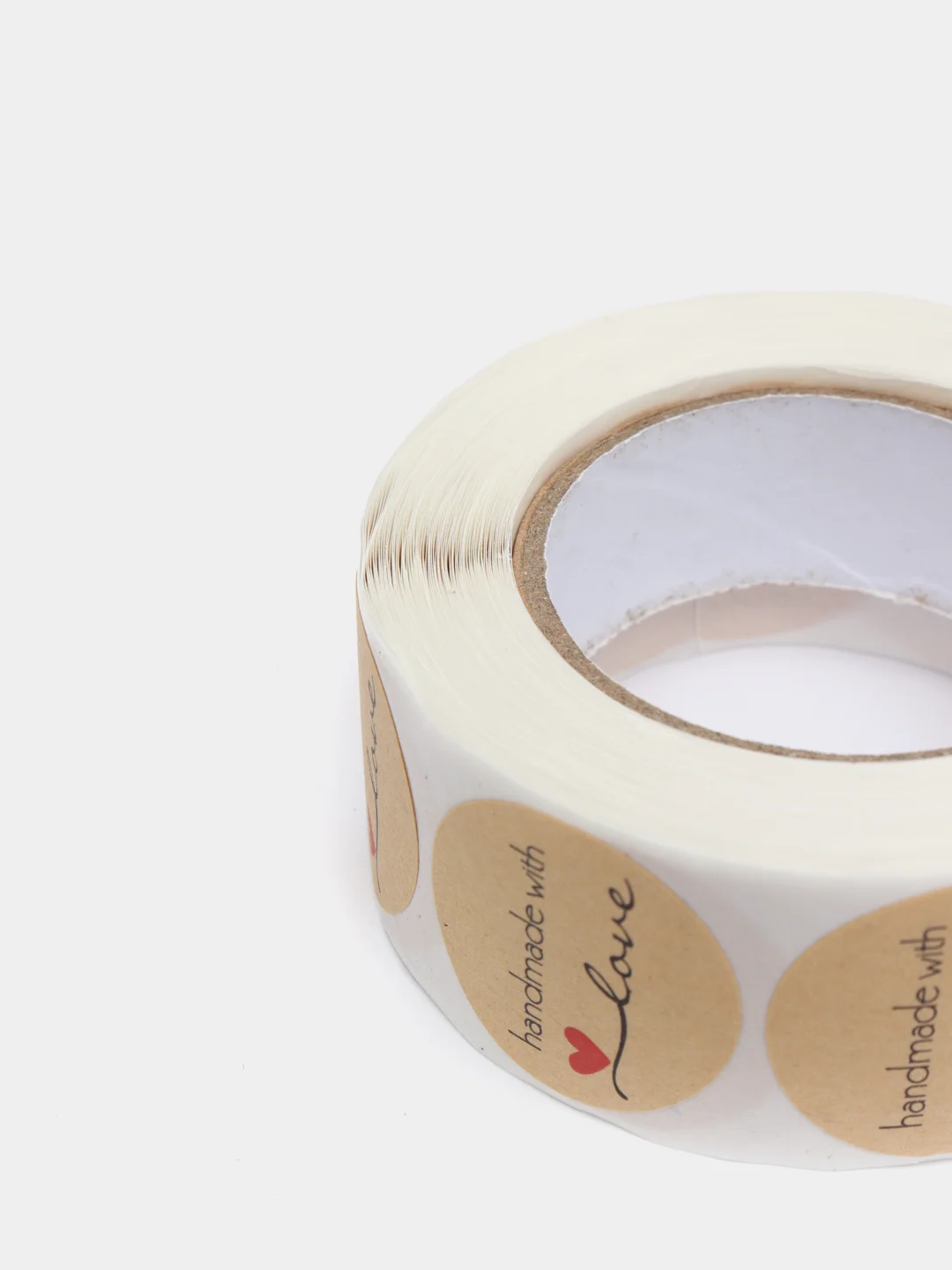 Бежевый этикетки-наклейки "Handmade with love" для упаковки, 500 наклеек