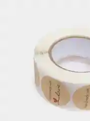 Бежевый этикетки-наклейки "Handmade with love" для упаковки, 500 наклеек