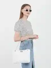 Белый женская сумка шоппер, тоут, стеганая на цепочке на плечо