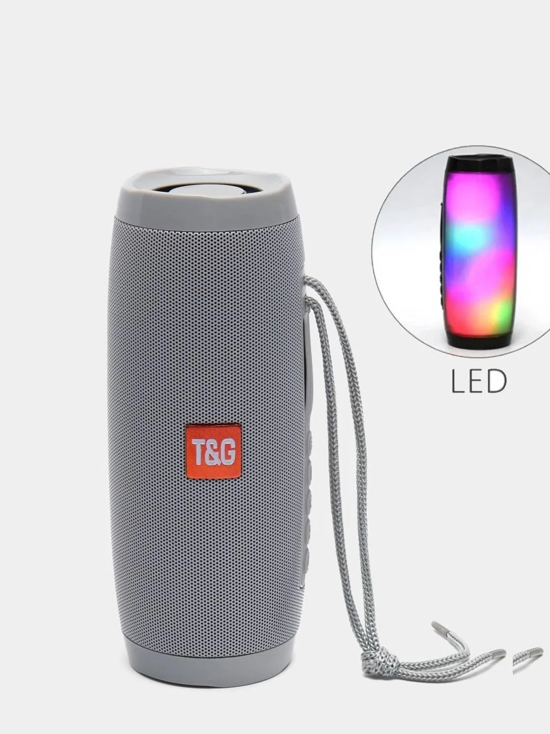 Серый портативная Bluetooth-колонка со светомузыкой TG-157