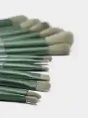 Зеленый набор кистей для макияжа, 13 штук