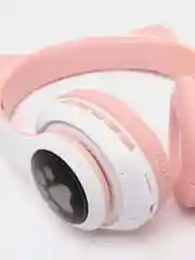 Розовый беспроводные Bluetooth наушники c кошачьими ушками cat EAR STN-28, светящиеся