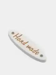 Белый пуговицы-шильдик "Hand made", деревянные