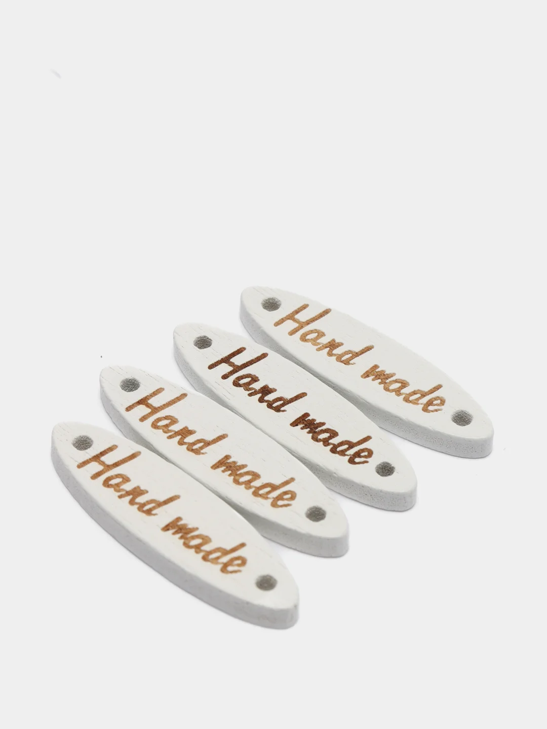 Белый пуговицы-шильдик "Hand made", деревянные