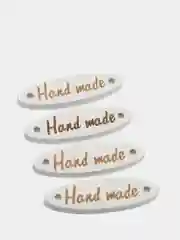 Белый пуговицы-шильдик "Hand made", деревянные