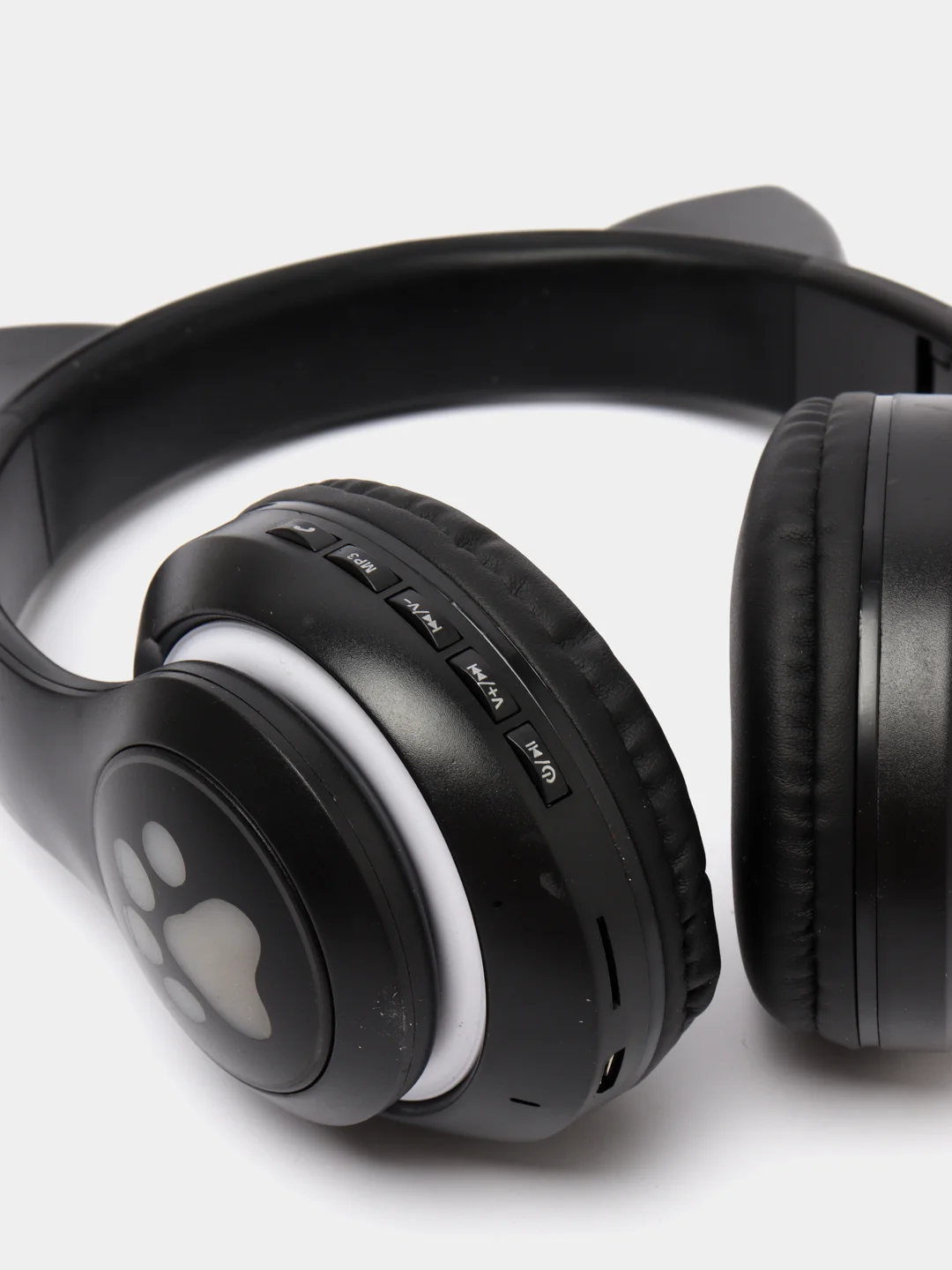 Черный беспроводные Bluetooth наушники c кошачьими ушками cat EAR STN-28, светящиеся