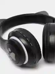 Черный беспроводные Bluetooth наушники c кошачьими ушками cat EAR STN-28, светящиеся