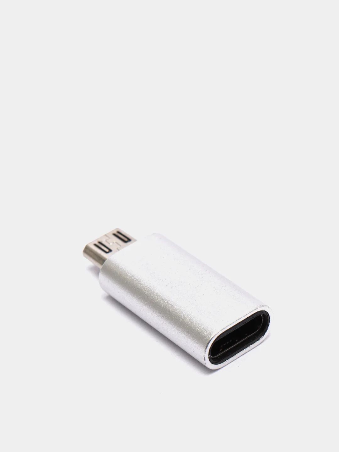 Серебряный адаптер переходник USB Type-C на micro USB otg