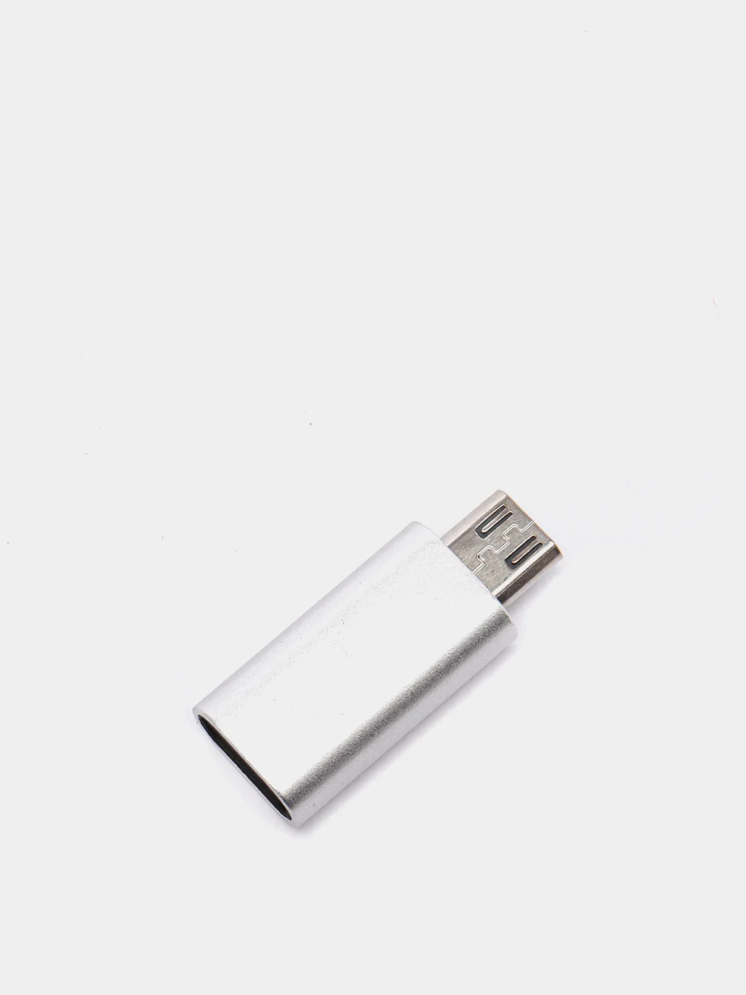 Серебряный адаптер переходник USB Type-C на micro USB otg