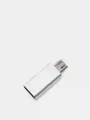 Серебряный адаптер переходник USB Type-C на micro USB otg
