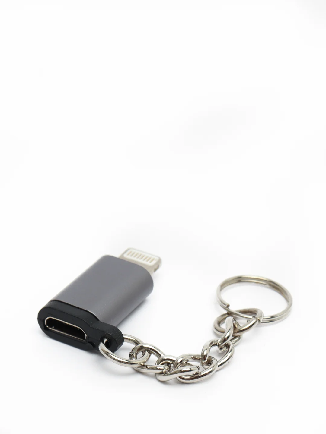 Серебряный переходник с microUSB на iPhone