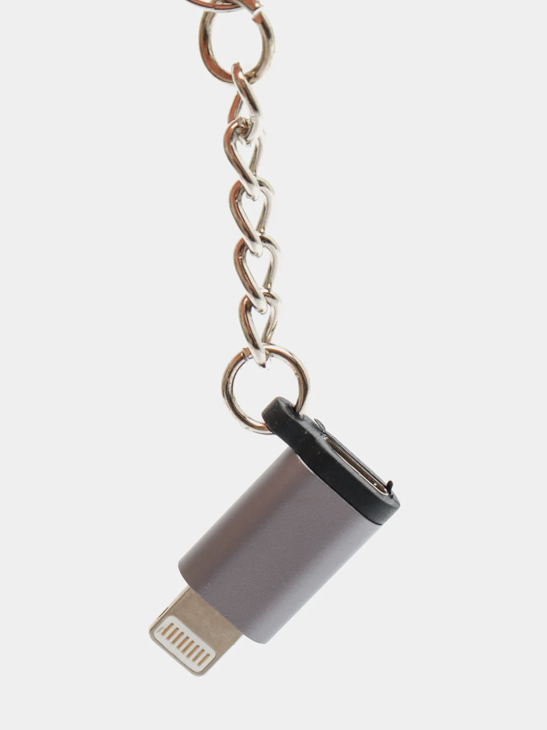 Серебряный переходник с microUSB на iPhone