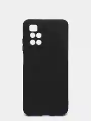 Черный чехол для Xiaomi Redmi 10 силиконовый с защитой камеры и бархатом внутри Редми 10