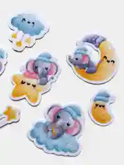 Наклейки стикеры из фетра Малышки слоники сон